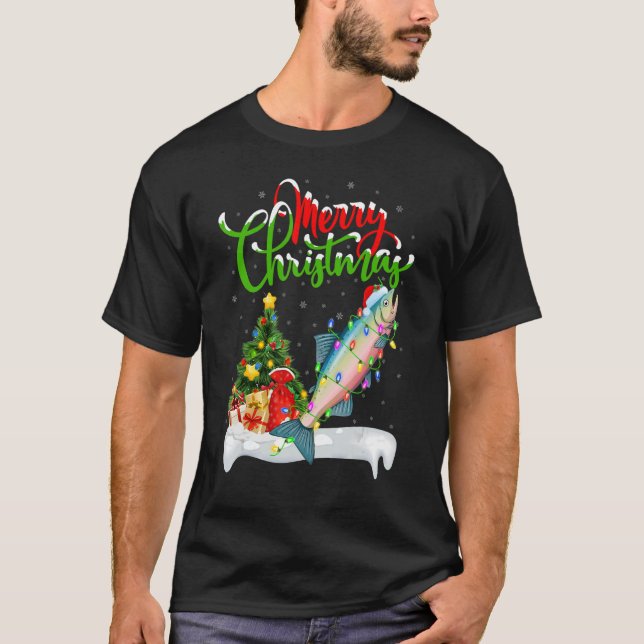 Camiseta Salmon Fish Xmas Decoraciones Santa Salmon Christ (Anverso)