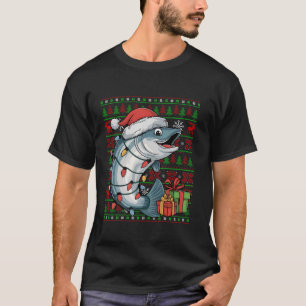 Camiseta Salmon Fish Xmas ilumina peces de Salmon
