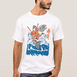 Camiseta Salmón Sushi en la ola