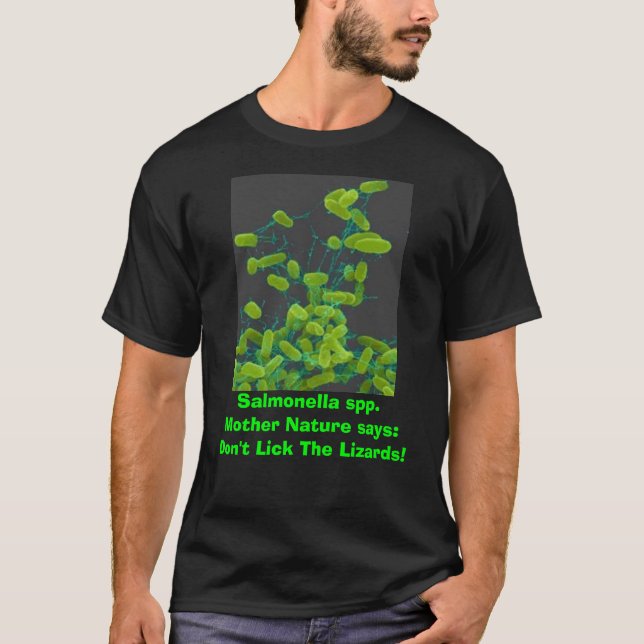 Camiseta salmonelas, salmonelas spp.  La madre naturaleza (Anverso)