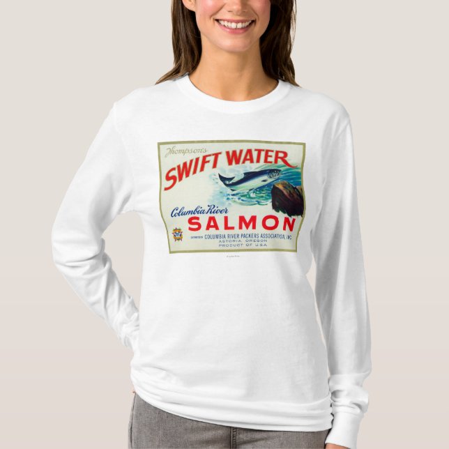 Camiseta Salmones rápidos del agua de Astoria, Oregon - de (Anverso)