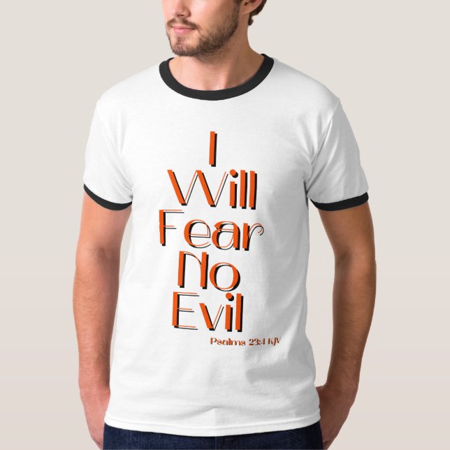 Camiseta Salmos 23:4 Biblia Verse Cita Mens Ringer (Anverso)