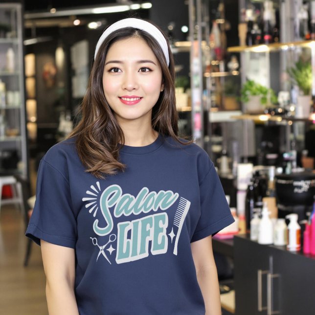 Camiseta Salon Life Hair Stylist Gift para el cabello Dress (Salon Life Hair Stylist Gift for Hair Dresser Blue T-Shirt.)