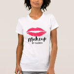Camiseta Salón rojo de los labios del artista de maquillaje<br><div class="desc">Camisetas rojo del salón de los labios del artista de maquillaje.</div>