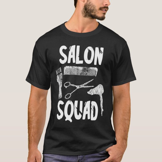 Camiseta Salon Squad Barber Crew Hairdresser Team Haircutte (Anverso)