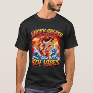 Camiseta Salpicadura Afortunada Koi Vibes Colorido Pez Koi 