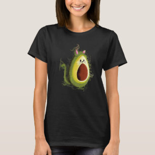 Camiseta Salpicadura de agua vegetal adorable aguacate gato