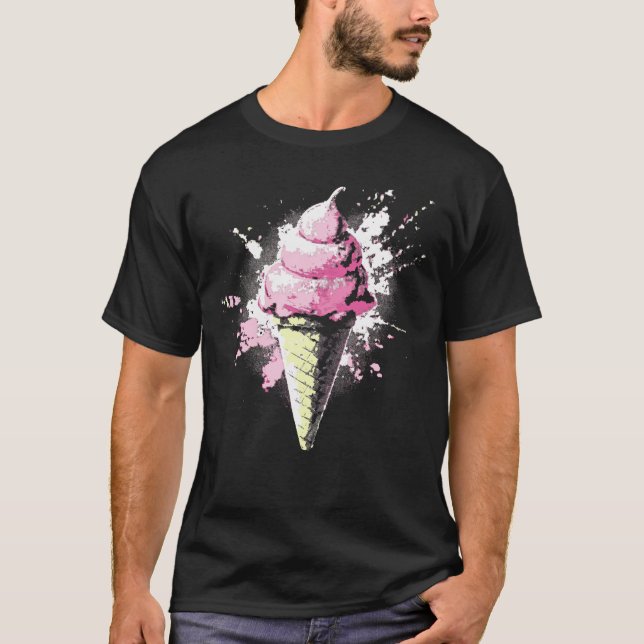 Camiseta Salpicadura de helado rosa abstracto angustiado (Anverso)