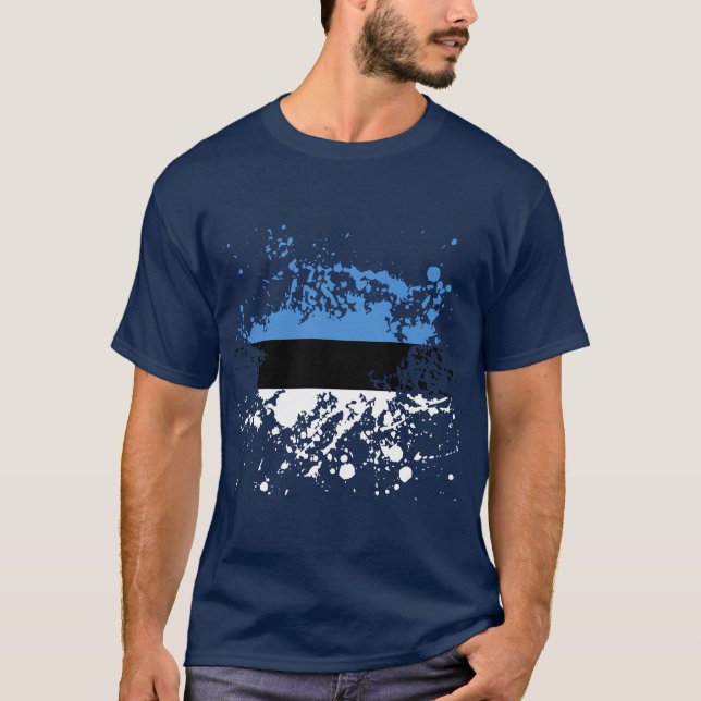 Camiseta Salpicadura de la tinta de la bandera de Estonia (Anverso)