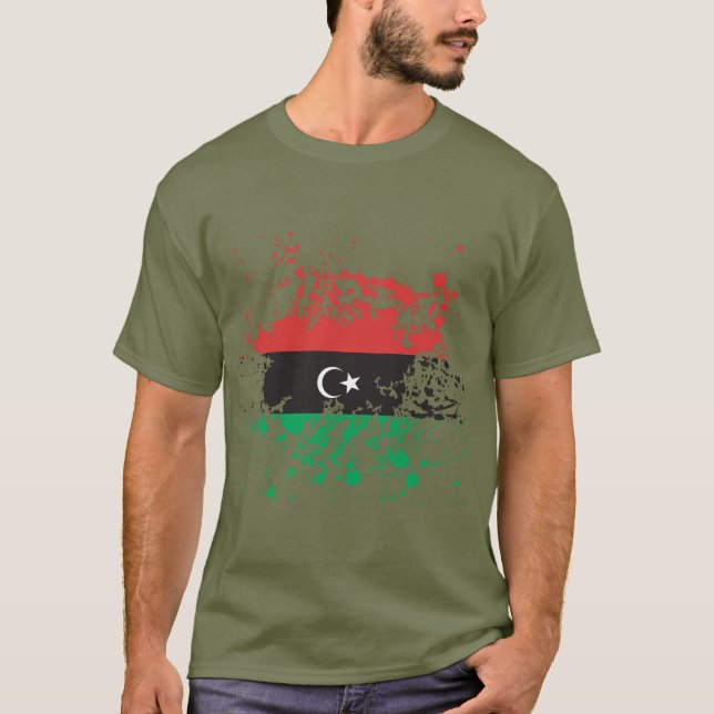 Camiseta Salpicadura de la tinta de la bandera de Libia (Anverso)