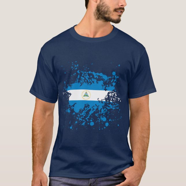 Camiseta Salpicadura de la tinta de la bandera de Nicaragua (Anverso)