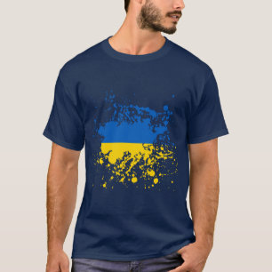 Camiseta Salpicadura de la tinta de la bandera de Ucrania