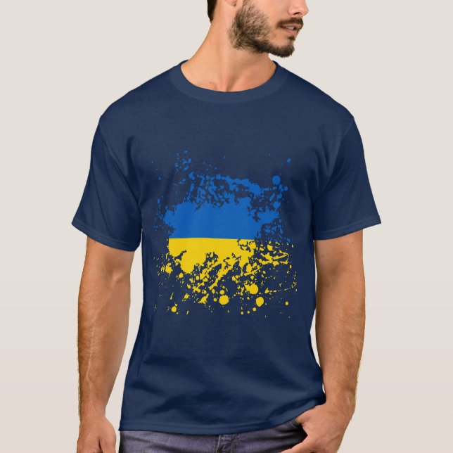 Camiseta Salpicadura de la tinta de la bandera de Ucrania (Anverso)
