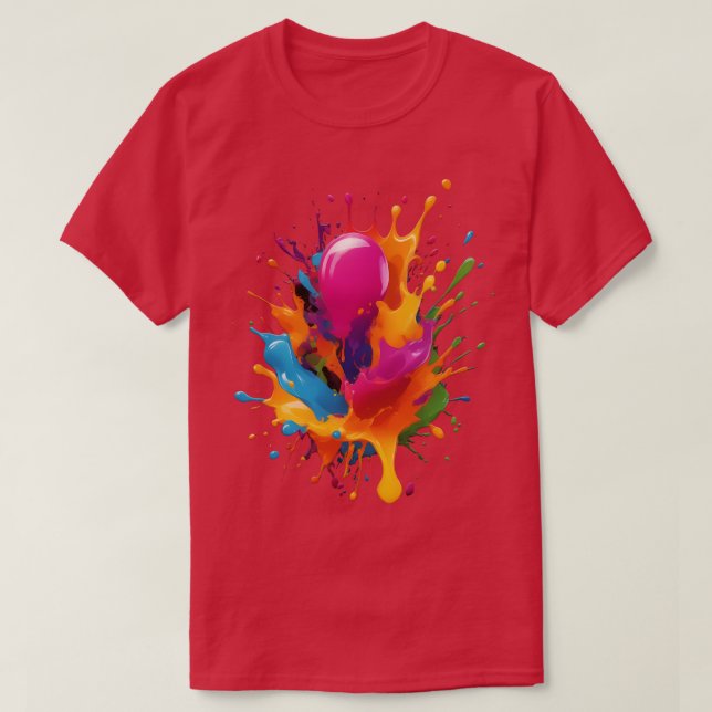 Camiseta salpicadura de pintura colorida (Diseño del anverso)