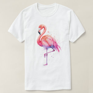 Camiseta Salpicadura de pintura de flamenco rosa acuarela