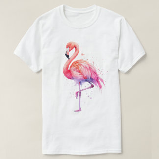 Camiseta Salpicadura de pintura de flamenco rosa acuarela