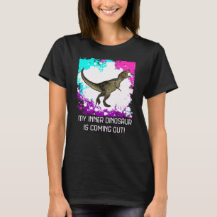 Camiseta Salpicadura multicolora de T-Rex de las mujeres