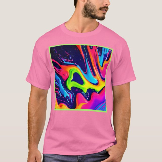 Camiseta Salpicaduras fluidas abstractas vibrantes (Anverso)