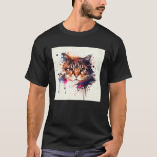 Camiseta Salpicar Maine Kun Gato Pintura Salpicadura Colori