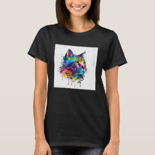 Camiseta Salpicar Maine Kun Gato Pintura Salpicadura Colori