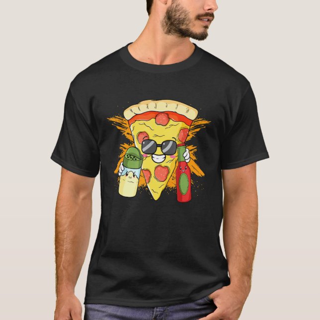 Camiseta Salsa caliente Pizza Cristal de sol queso hawaiano (Anverso)