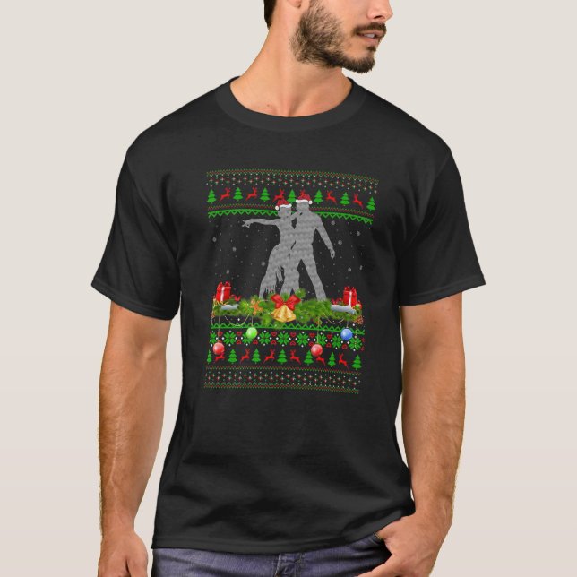 Camiseta Salsa Dance Lover Xmas Lighting Santa Ugly Salsa C (Anverso)