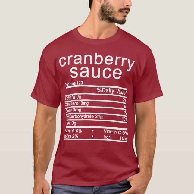 Camiseta salsa de arándanos Nutrición Hechos Acción de Grac (Anverso)
