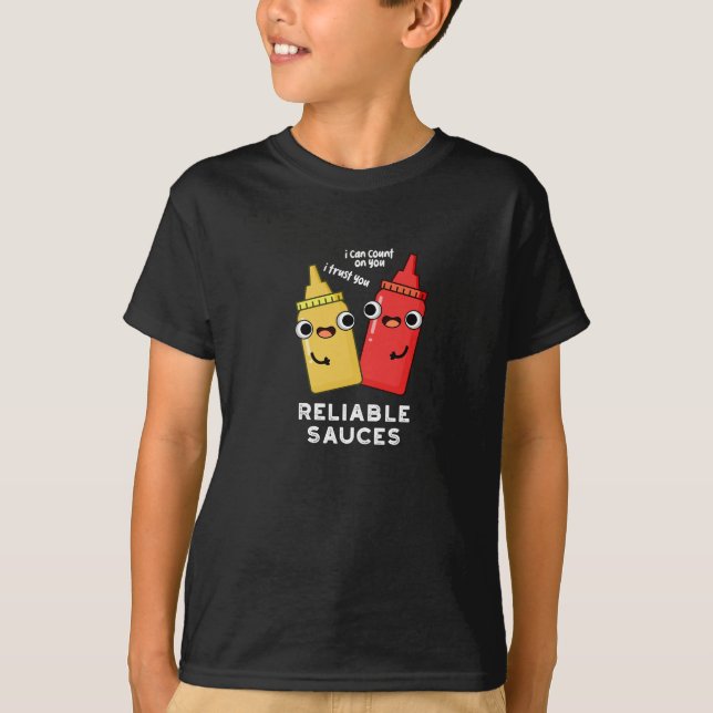 Camiseta Salsas confiables Graciosas Pun de Comida Oscuro B (Anverso)