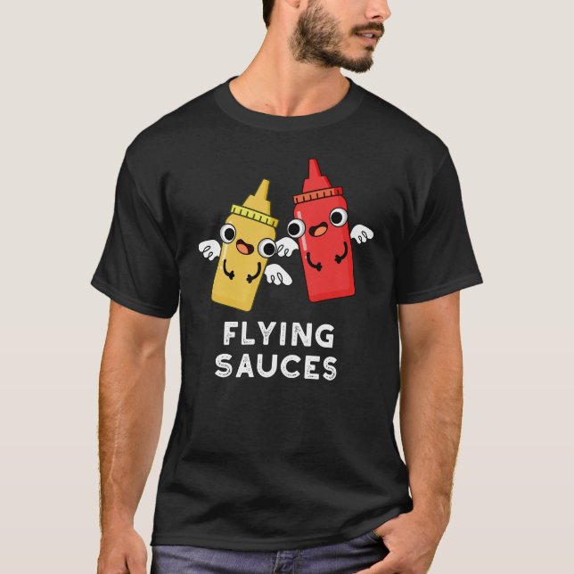 Camiseta Salsas voladoras Graciosa Bolla de Comida Oscura B (Anverso)
