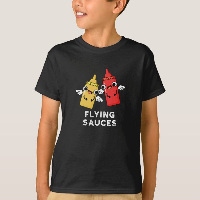 Camiseta Salsas voladoras Graciosa Bolla de Comida Oscura B (Anverso)