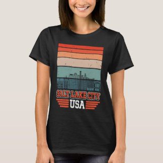 Camiseta Salt Lake City Utah USA Retro Vintage Sunset Skyli