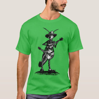 Camiseta Saltamontes Retro Tocando Mandolina Guitarrista Mú