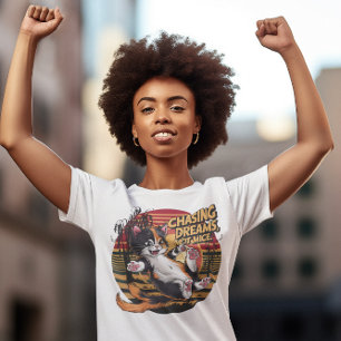 Camiseta Saltando elegancia felina persiguiendo sueños no r