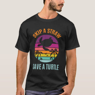 Camiseta Saltar La Paja De Plástico Para Salvar A Una Tortu