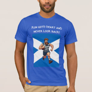 Camiseta Saltire escocés y corredor de rugby