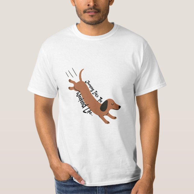 Camiseta Salto al fin de semana - Diseño lúdico (Anverso)