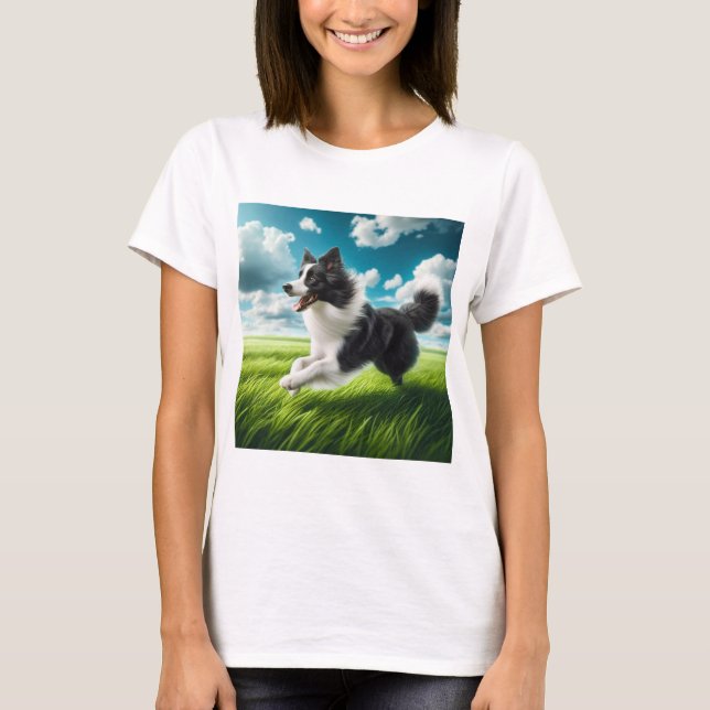 Camiseta Salto de Alegría: Border Collie en Acción (Anverso)