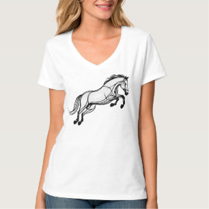 Camiseta Salto De Caballo Negro Y Doodle Blanco