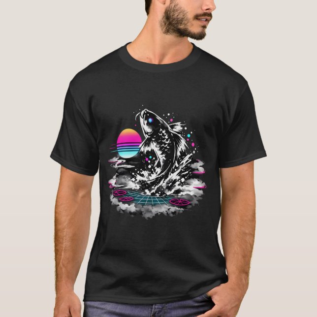 Camiseta Salto de Koi Sumi-e Synthwave (Anverso)