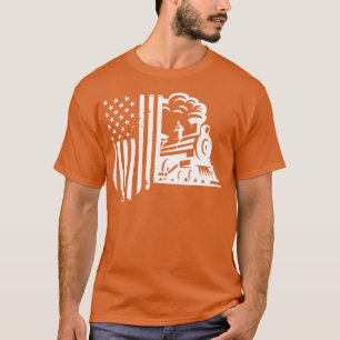 Camiseta salto de línea de ferrocarril bandera estadouniden
