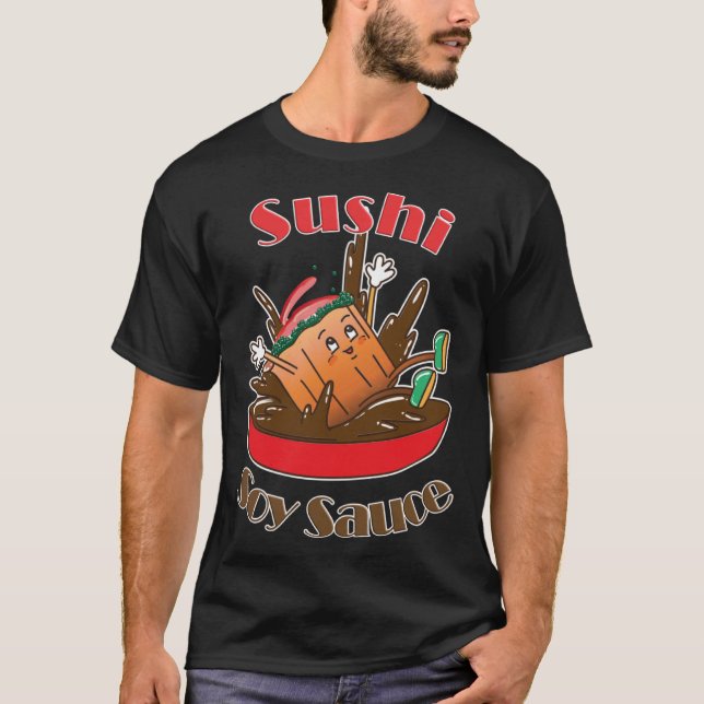Camiseta Salto de sushi en salsa de soja comida japonesa Su (Anverso)
