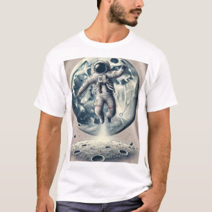 Camiseta : "Salto lunar: Tee de astronauta de estilo gravit