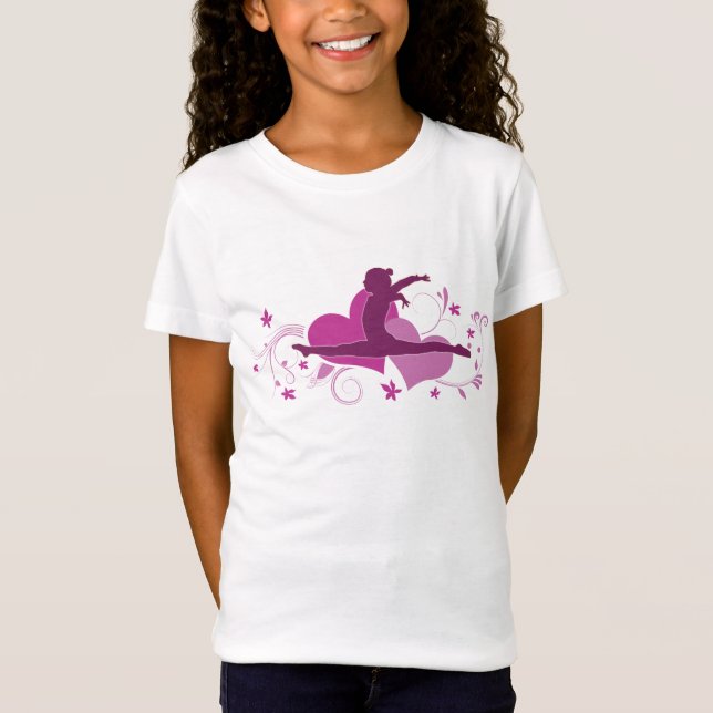 Camiseta Salto rosado de la gimnasia del corazón (Anverso)