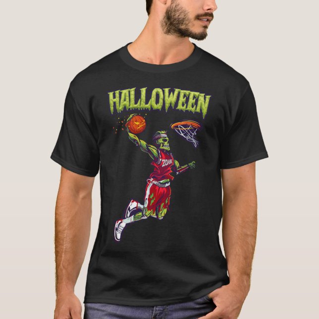 Camiseta Salto Zombie Basketball Dunk Player Halloween Pump (Anverso)