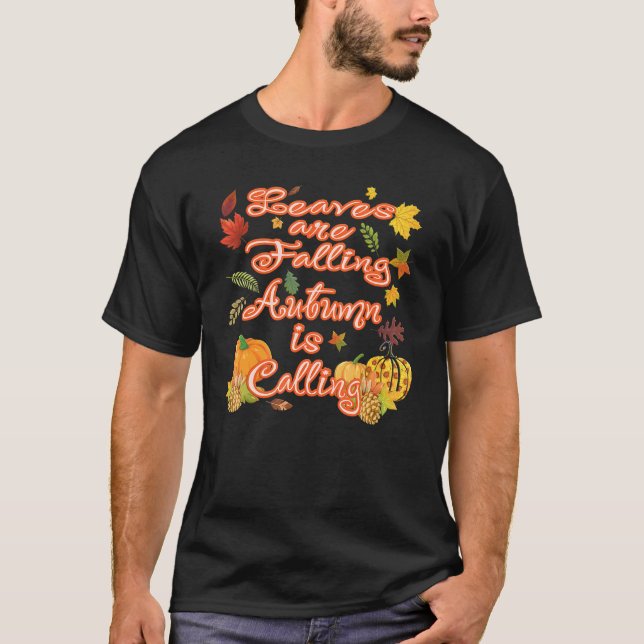 Camiseta Saltos cayendo otoño llamando a otoño gráfico y pi (Anverso)