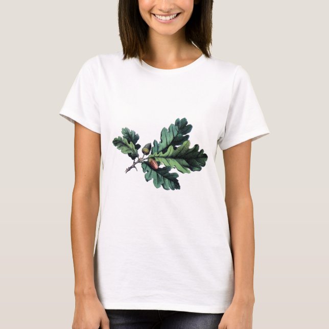 Camiseta Saltos y alcornoques de roble de impresión botánic (Anverso)