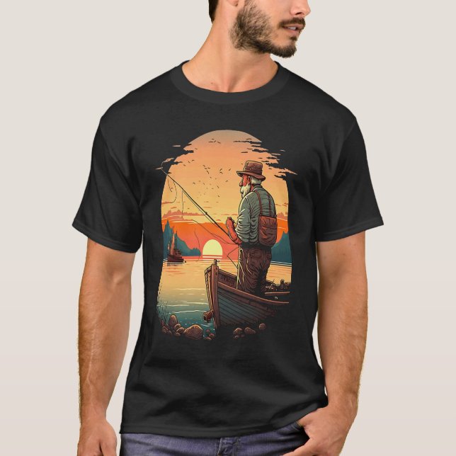 Camiseta Saltwater Fishing Trip Fisherman Fishing On Sunset (Anverso)