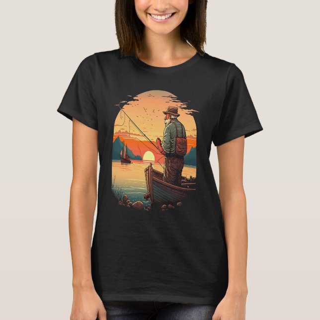 Camiseta Saltwater Fishing Trip Fisherman Fishing On Sunset (Anverso)