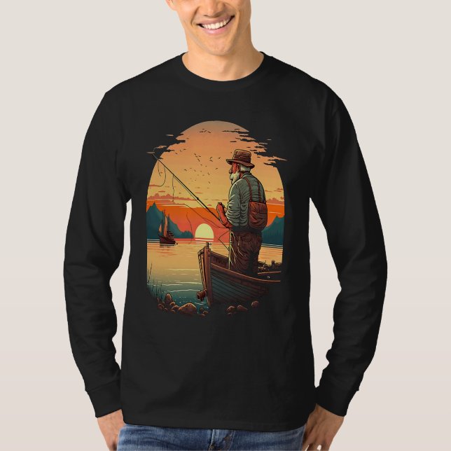 Camiseta Saltwater Fishing Trip Fisherman Fishing On Sunset (Anverso)