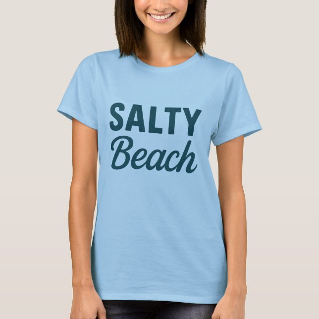 Camiseta Salty Beach Life Coastal Teal Ocean Graphic Print (Anverso)